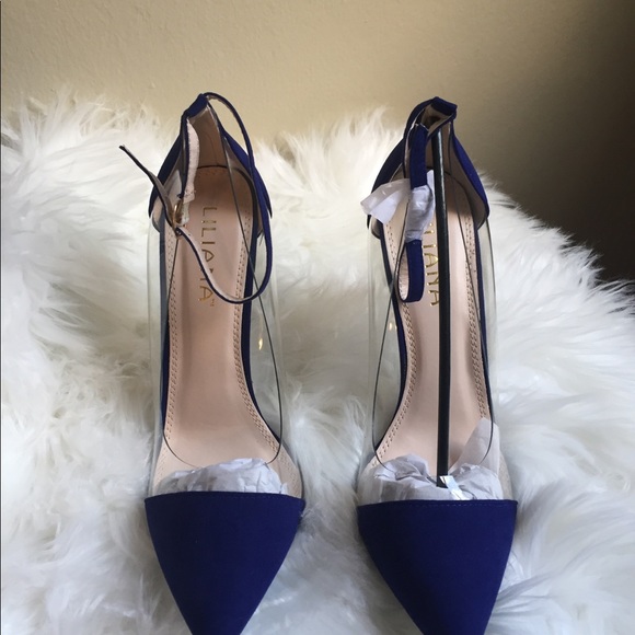 Liliana Blue Olga Faux Patent Leather Pointed Toe - Picture 4 of 6
